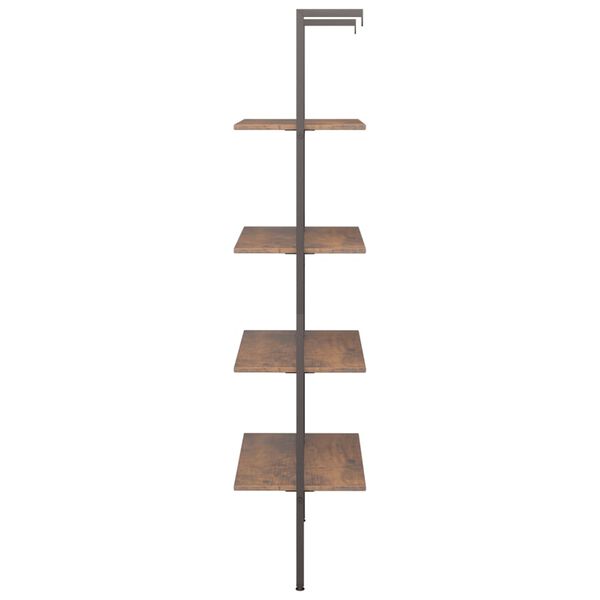 vidaXL Ladderrek met 4 schappen 64x35x152,5 cm donkerbruin en zwart