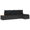 vidaXL Tuin Sofa Set met kussen 5 pcs Zwart Poly riet