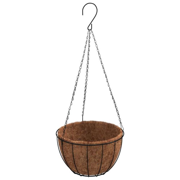 vidaXL Plantenbakken hangend 4 st met kokosbak staal &Oslash; 35x52 cm zwart