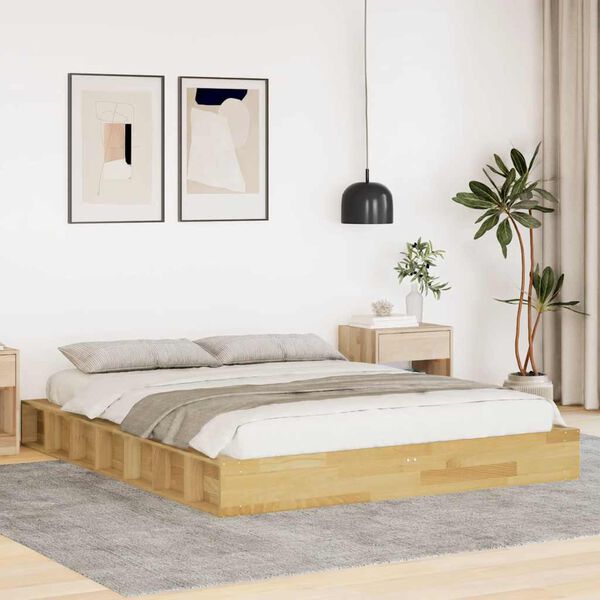vidaXL Bedframe zonder matras 160x200 cm massief hout eiken