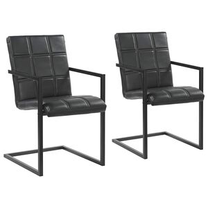 vidaXL Eetkamerstoelen 2 st echt leer zwart