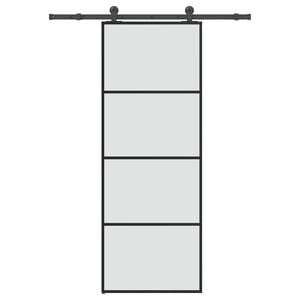 vidaXL Schuifdeur met beslag 76x205 cm ESG-glas en aluminium
