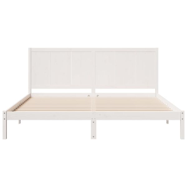 vidaXL Bedframe extra lang zonder matras massief hout wit 180x220 cm