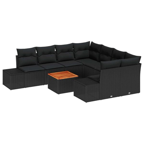 vidaXL Tuin Sofa Set 9 pcs Zwart
