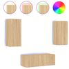 vidaXL 4-delige Tv-wandmeubelset met LED bewerkt hout sonoma eiken