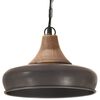 vidaXL Hanglamp industrieel E27 26 cm ijzer en massief hout grijs