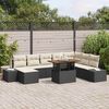 vidaXL Tuin Eetset met kussen 9 pcs Zwart en Crème