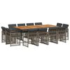 vidaXL 13-delige Tuinset met kussens poly rattan grijs