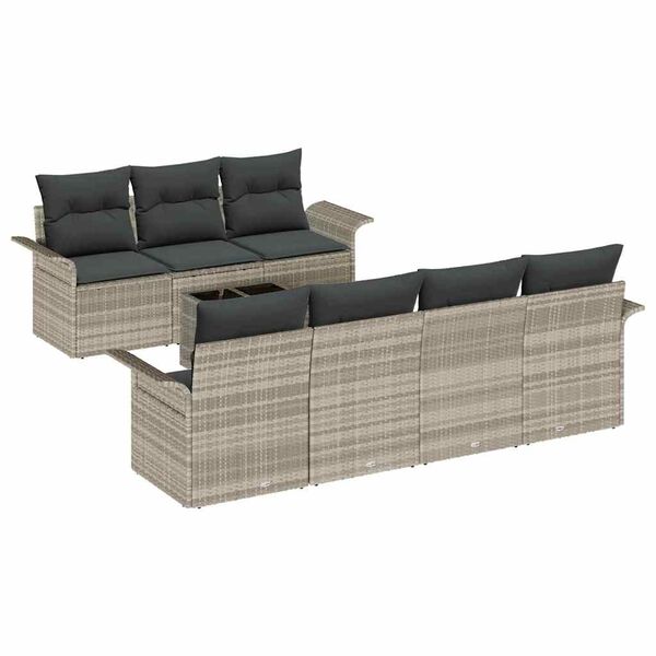 vidaXL Tuin Sofa Set met kussen 8 pcs Lichtgrijs poly rattan