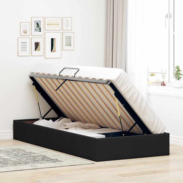 vidaXL Opslag bed met matras met hoofdeinde Zwart 90 x 190 cm Stof