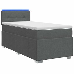 vidaXL Boxspring Bed met Matras en LED Donkergrijs 90 x 190 cm Stof
