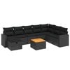 vidaXL 9-delige Loungeset met kussens poly rattan zwart