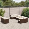 vidaXL 9-delige Loungeset met kussens poly rattan bruin