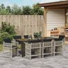 vidaXL Tuin eettafelset 9 pcs Lichtgrijs poly rattan