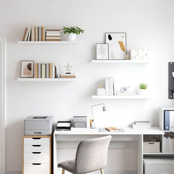 vidaXL Wandschappen zwevend 4 st 90x23,5x3,8 cm MDF wit