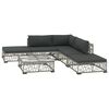 vidaXL 6-delige Loungeset met kussens poly rattan grijs