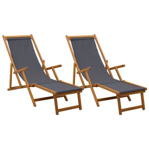 vidaXL Opvouwbare zonnebed 2 pcs 3 Positie Massief Eucalyptus Hout