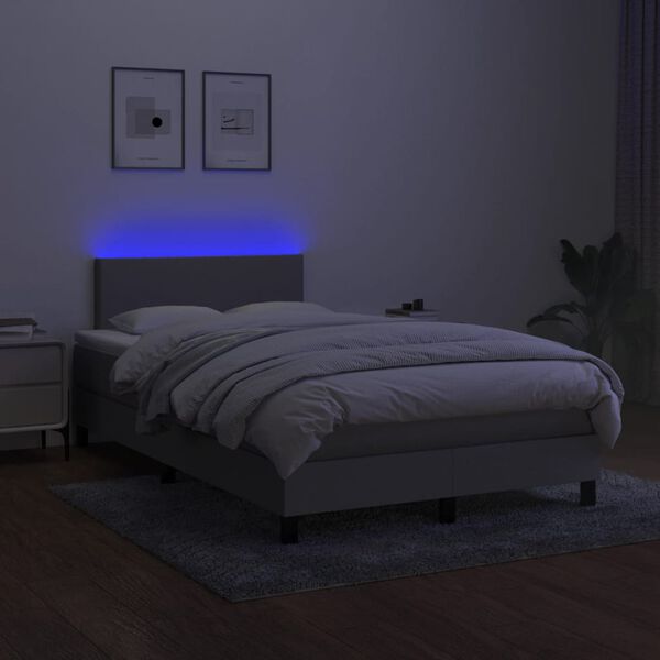 vidaXL Boxspring met matras en LED stof lichtgrijs 120x200 cm