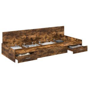 vidaXL Bedframe met hoofdeinde Gerookt eiken 90 x 200 cm Bewerkt hout