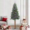 vidaXL Slanke Kerstboom Groen 210 cm PVC en massief dennenhout