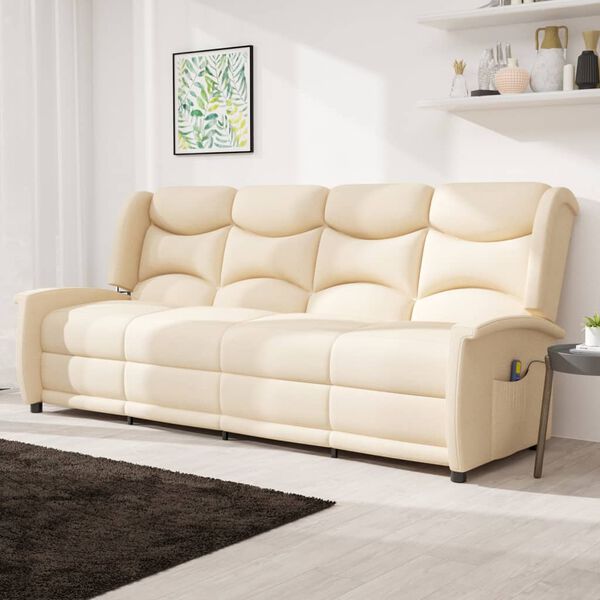 vidaXL Massagestoel 4-zits verstelbaar stof cr&egrave;mekleurig