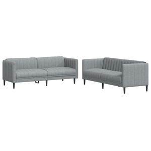 vidaXL 2-delige Loungeset stof lichtgrijs
