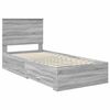 vidaXL Bedframe Grijs Sonoma en Zilver 75 x 190 cm Bewerkt hout
