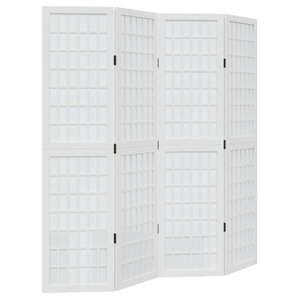 vidaXL Kamerscherm met 4 panelen massief paulowniahout wit
