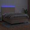 vidaXL Boxspring met matras en LED kunstleer cappuccinokleur 140x200cm