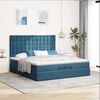 vidaXL Bed poef met matrassen en leds 200x200 cm fluweel donkerblauw