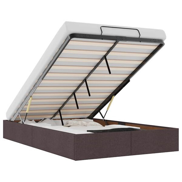 vidaXL Bedframe zonder matras 120x200 cm stof donkerbruin