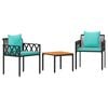 vidaXL tuinmeubelset 3 st Zwart en Turquoise poly rattan