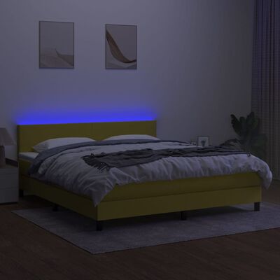 vidaXL Boxspring met matras en LED stof groen 180x200 cm