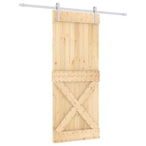 vidaXL Schuifdeur Natuurlijk en Wit 85 x 210 cm Massief Grenenhout