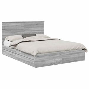 vidaXL Opslag bed met lade Grijs Sonoma 150 x 200 cm Bewerkt hout