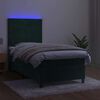 vidaXL Boxspring met matras en LED fluweel donkergroen 100x200 cm