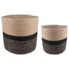 vidaXL Plantenpot Set 2 st Naturel en Zwart &Oslash; 28 x 28 cm