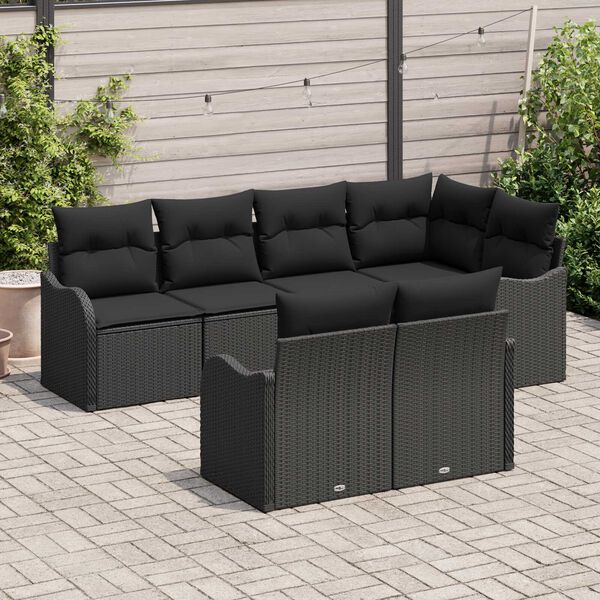 vidaXL Tuin Sofa Set Zwart poly rattan