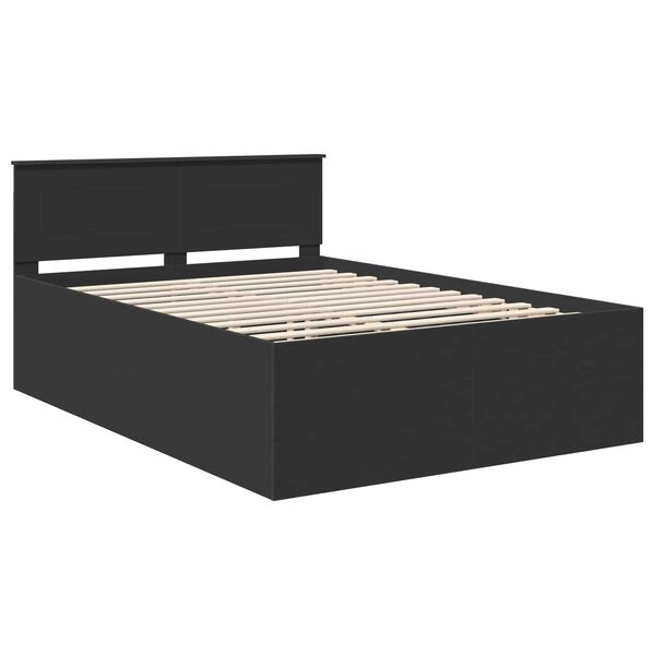 vidaXL Bedframe met hoofdeinde Zwart 140 x 200 cm Bewerkt hout