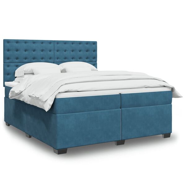 vidaXL Boxspring met matras fluweel blauw 200x200 cm