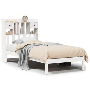 vidaXL Bed met boekenkast zonder matras grenenhout wit 75x190 cm