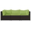 vidaXL 3-delige Loungeset met kussens poly rattan bruin