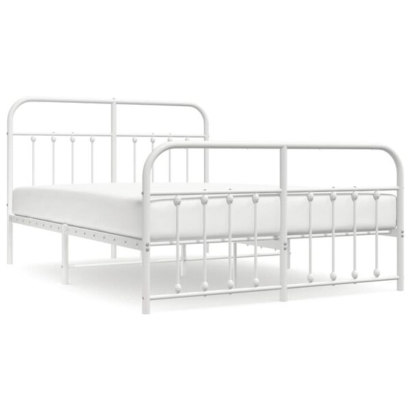 vidaXL Bedframe met hoofd- en voeteneinde metaal wit 140x200 cm