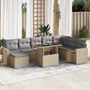 vidaXL 9-delige Loungeset met kussens poly rattan beige