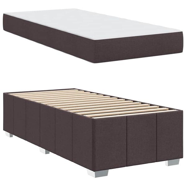 vidaXL Bedframe met matras Donkerbruin 120 x 190 cm Stof