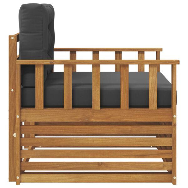 vidaXL Buiten bankenset Massief Acaciahout en Polyester Naturel