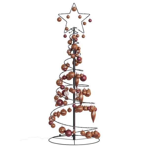vidaXL LED-kerstboom met kerstballen 80 LEDs warm wit 120 cm