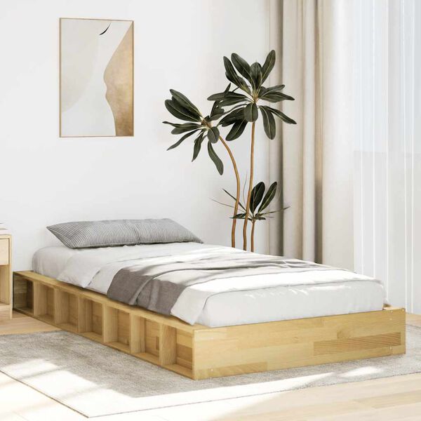 vidaXL Bedframe zonder matras 75x190 cm massief hout eiken