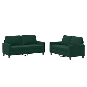 vidaXL 2-delige Loungeset met kussens fluweel donkergroen