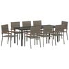 vidaXL Tuin eettafelset met kussen 9 pcs Grijs poly rattan